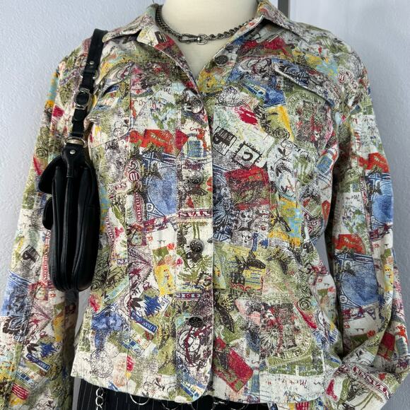 Abstract All Over Graffiti Print Light-Wight Jacket Size XL - Picture 3 of 9